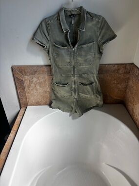 Free People Olive Green Utility Romper